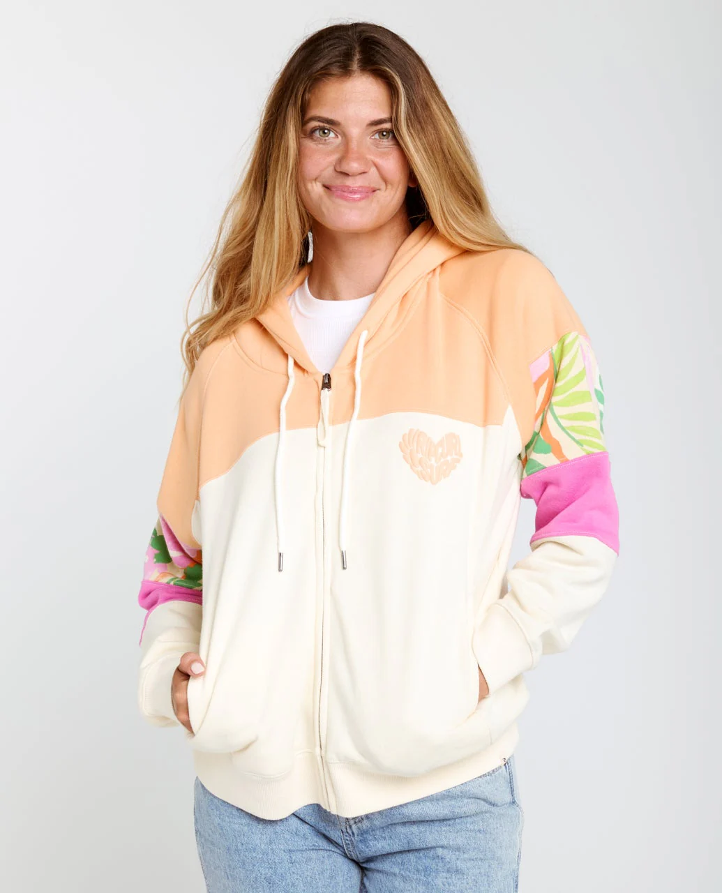 Colour Block Zip Hood Fleece