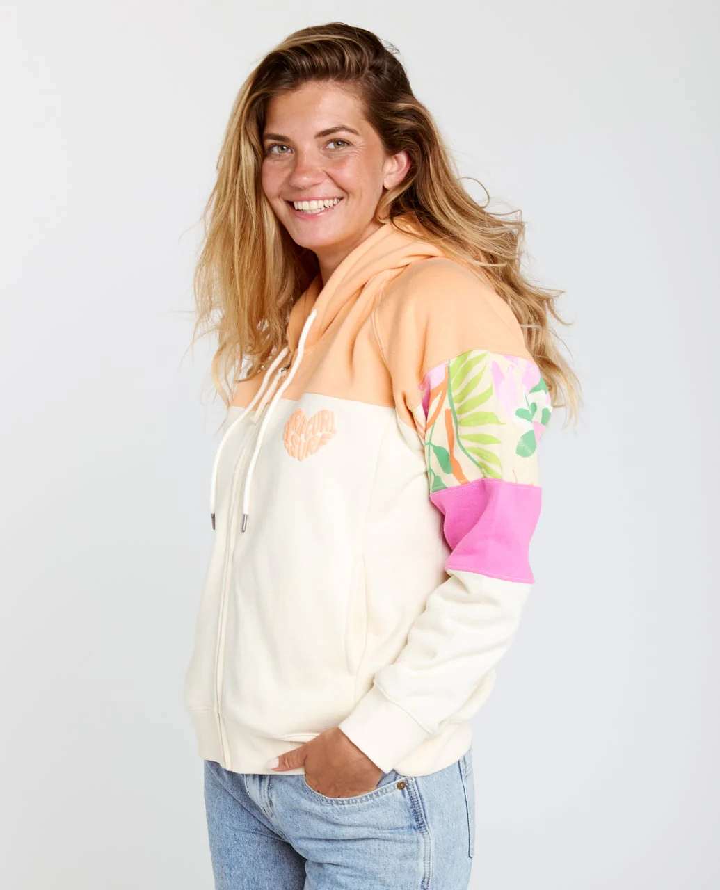 Colour Block Zip Hood Fleece - Image 2