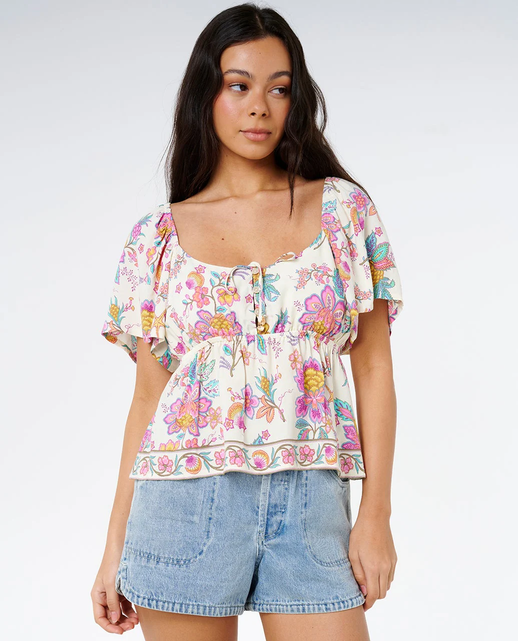 Half Moon Bay Short Sleeve Button Top - Image 9