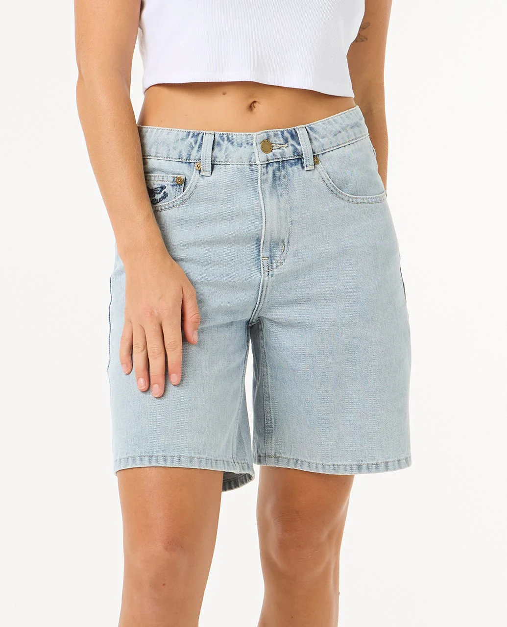 Las Dalias Relaxed Denim Short
