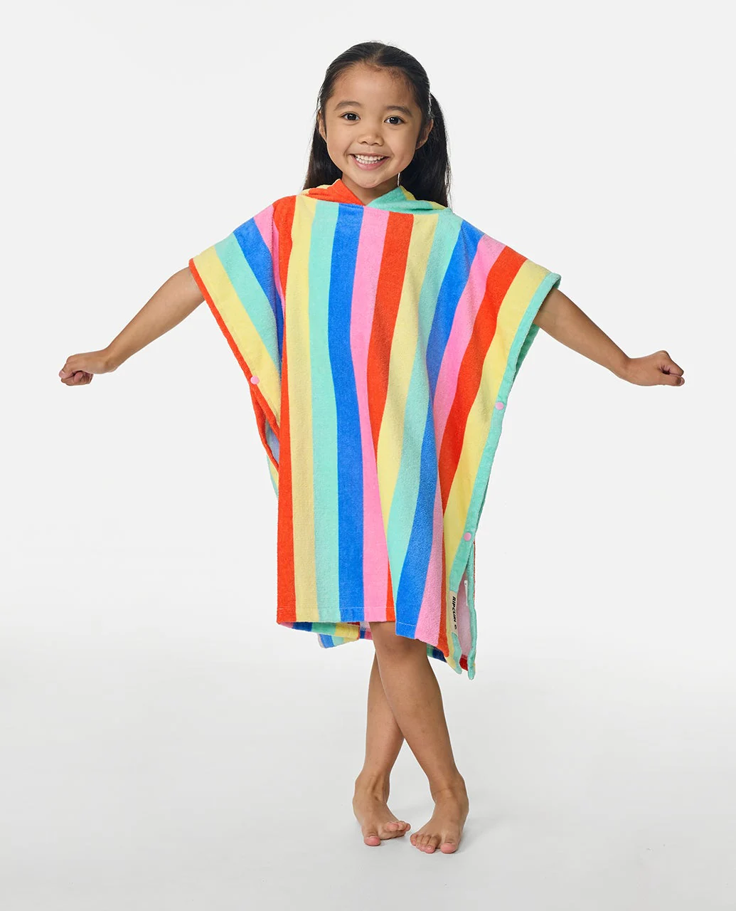 Mixed Snap Hooded Towel Poncho - Girl - Image 3