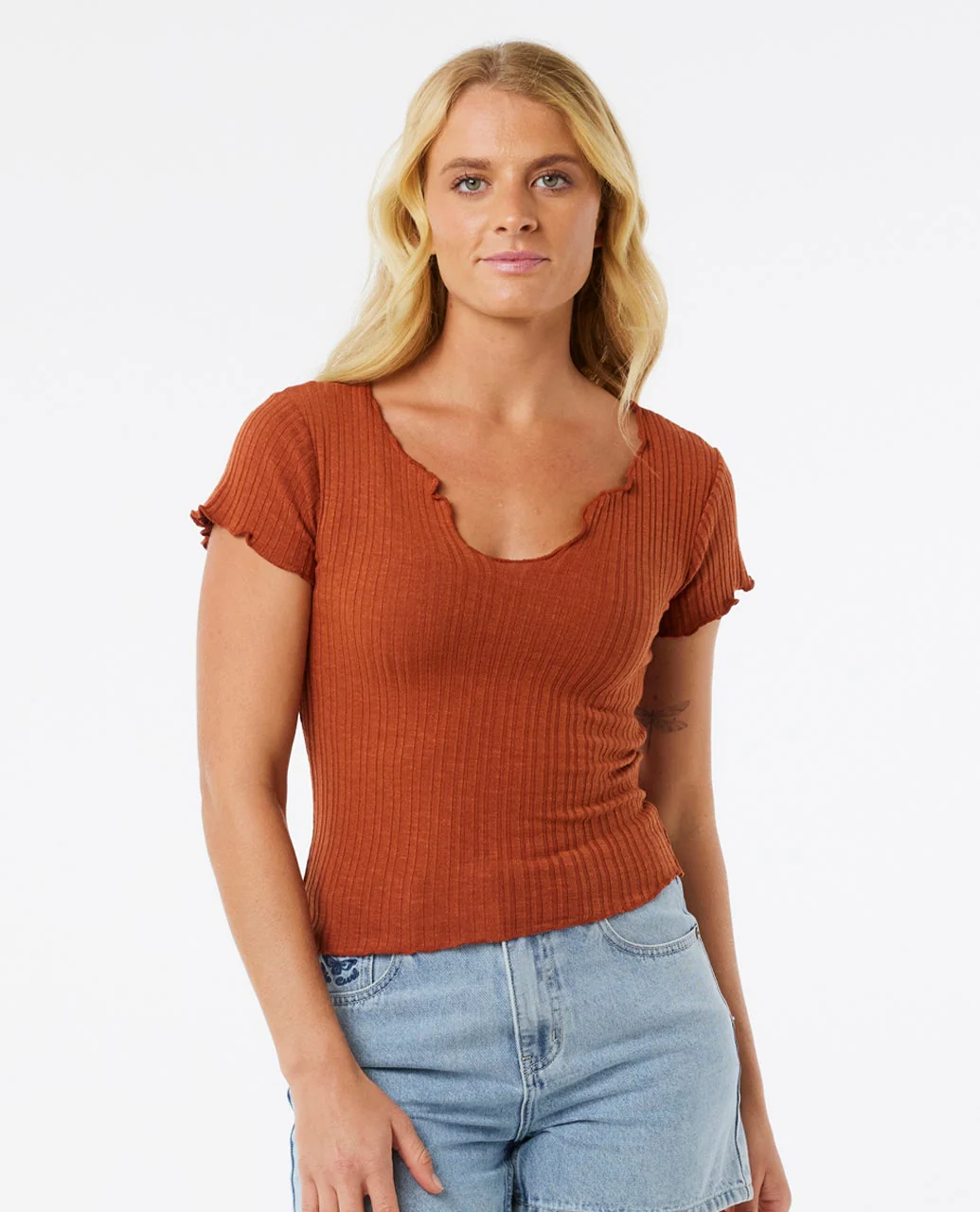 Soleil Textured Short Sleeve Top